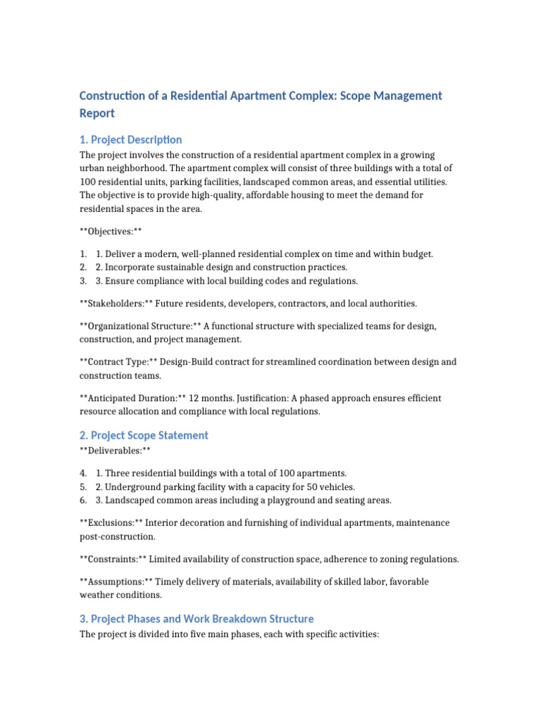 Residential Apartment Complex Report | PDF | Project Management