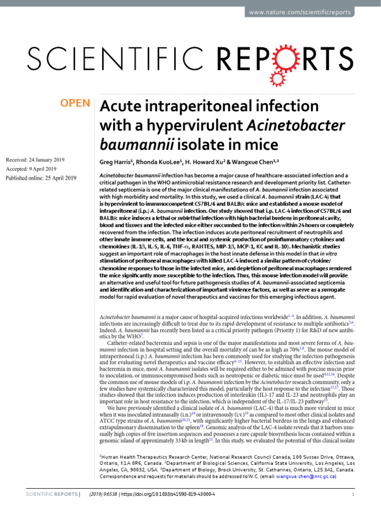 G. Harris - Acute Intraperitoneal Infection With A Hypervirulent ...