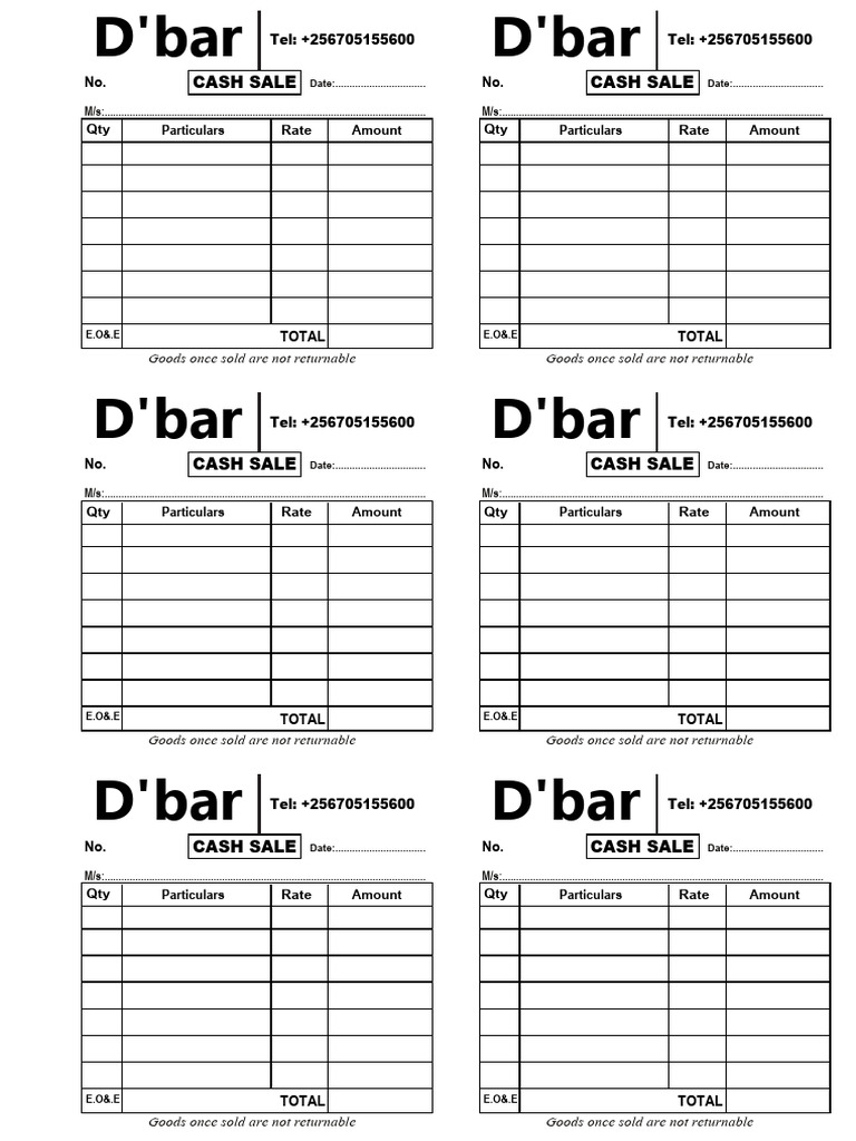 D Bar Receipt | PDF
