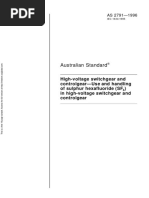 As 2791-1996 High-Voltage Switchgear and Controlgear - Use and Handling of Sulphur Hexafluoride (SFsub6 Sub)