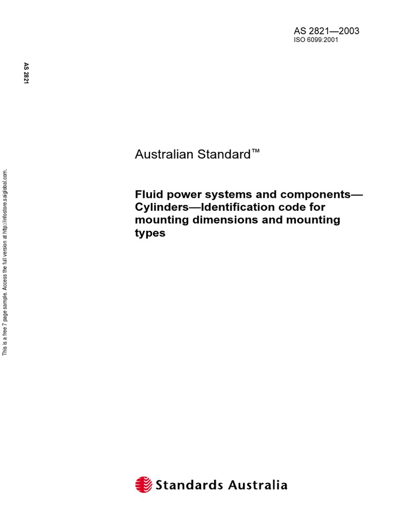 As 28212003 Fluid Power Systems and Components Cylinders Identification Code For Mounting