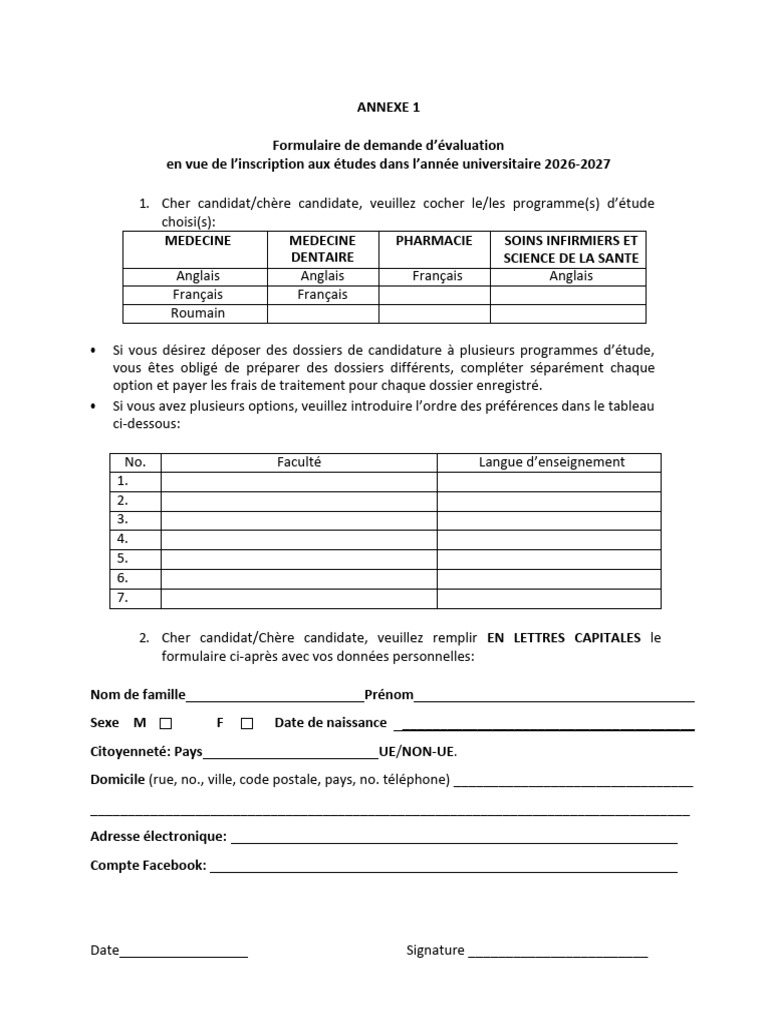 Annexe 1 FR - Formulaire de Demande Devaluation en Vue de L'admission ...