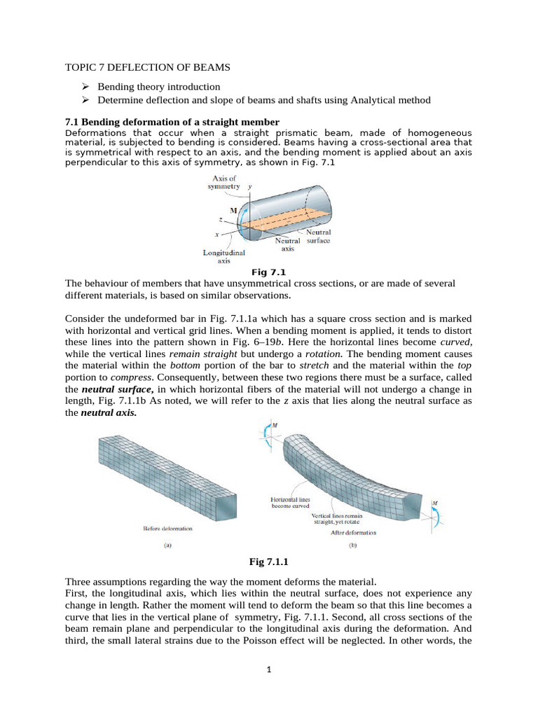 Topic 7 Deflection of Beams | PDF