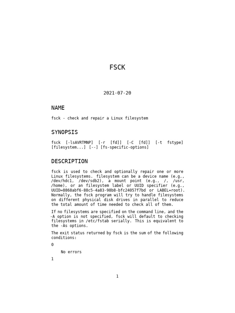 FSCK - Check and Repair A Linux Filesystem | PDF | File System | Computing