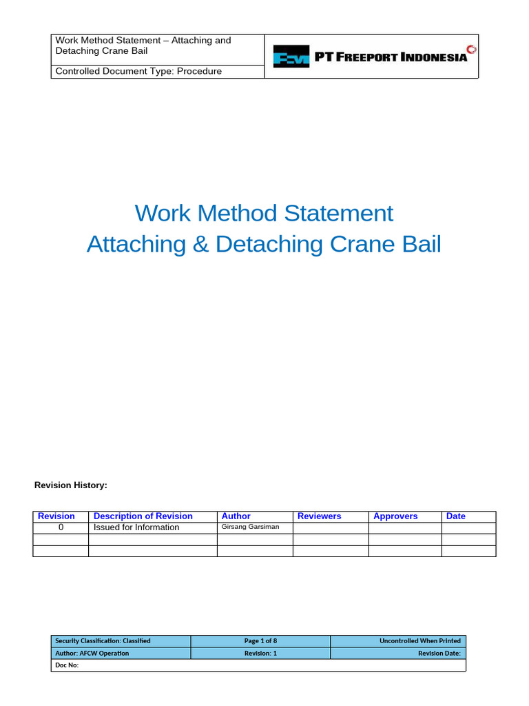 Work Method Statement - Attaching and Detaching The Crane Bail-Rev0 ...