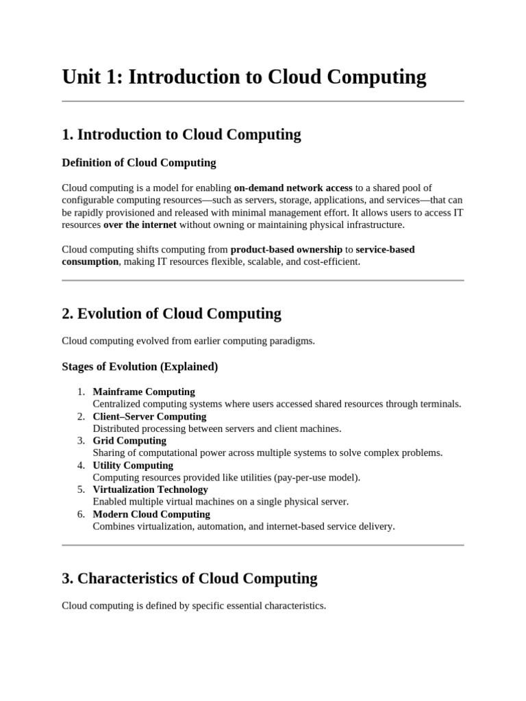 Cloud Computing Mini Notes | PDF