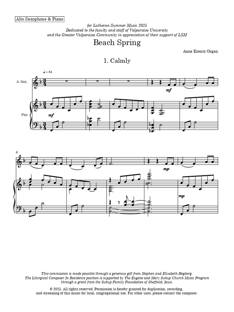 Beach Spring - Alto Saxophone & Piano | PDF | Aerophones | European ...