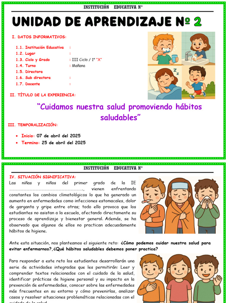 Unidad de Aprendizaje #2 - 1° Grado Maestra Janet | PDF | Enseñando ...