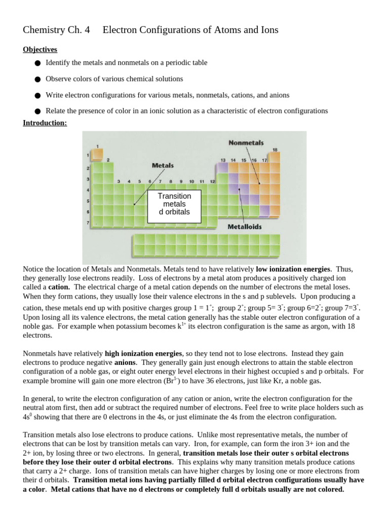 Chem Electron Configurations Lab | PDF