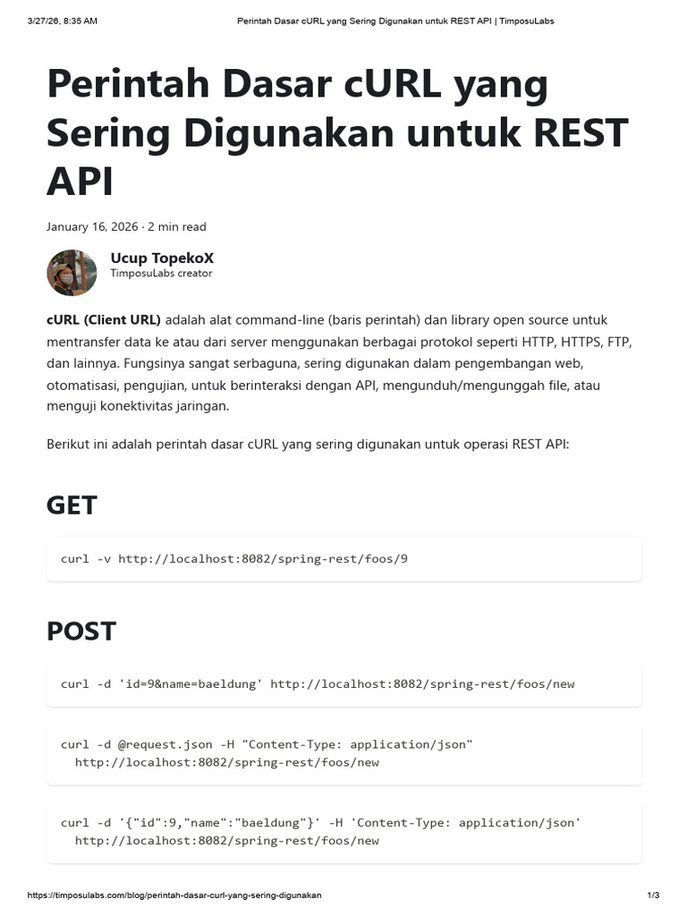 Perintah Dasar CURL Yang Sering Digunakan Untuk REST API - TimposuLabs ...