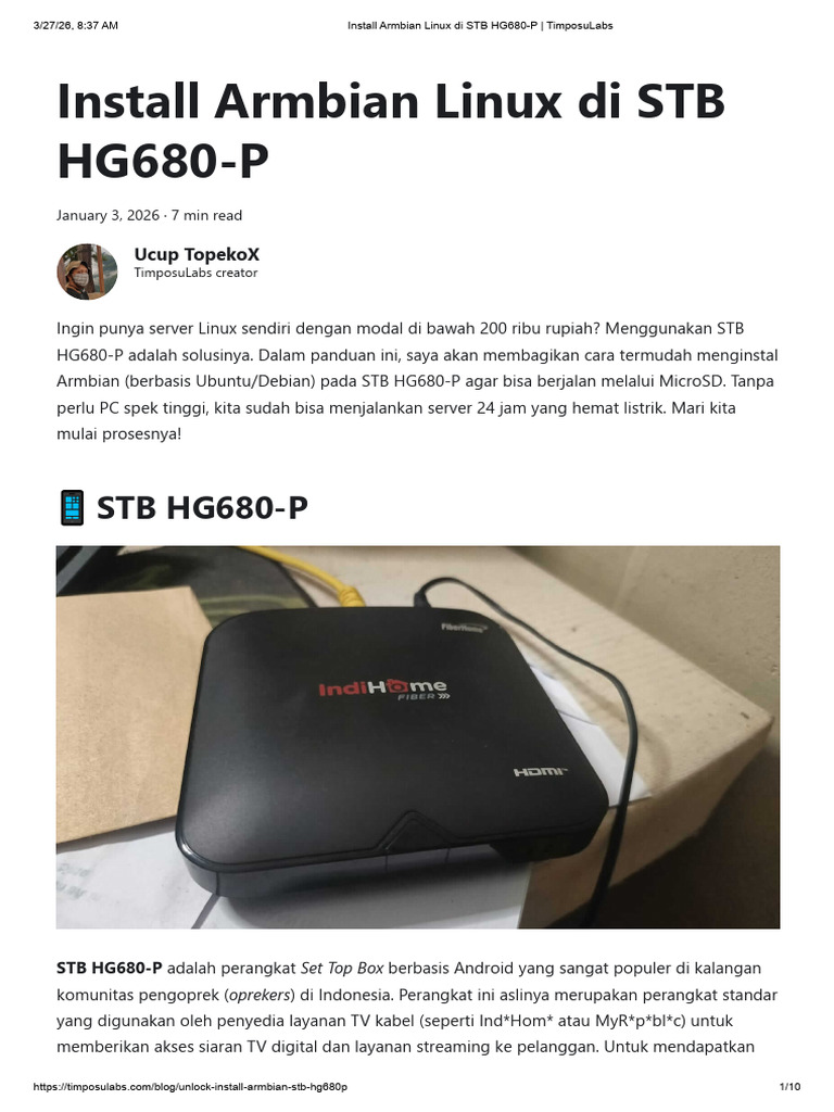 Install Armbian Linux Di STB HG680-P - TimposuLabs | PDF
