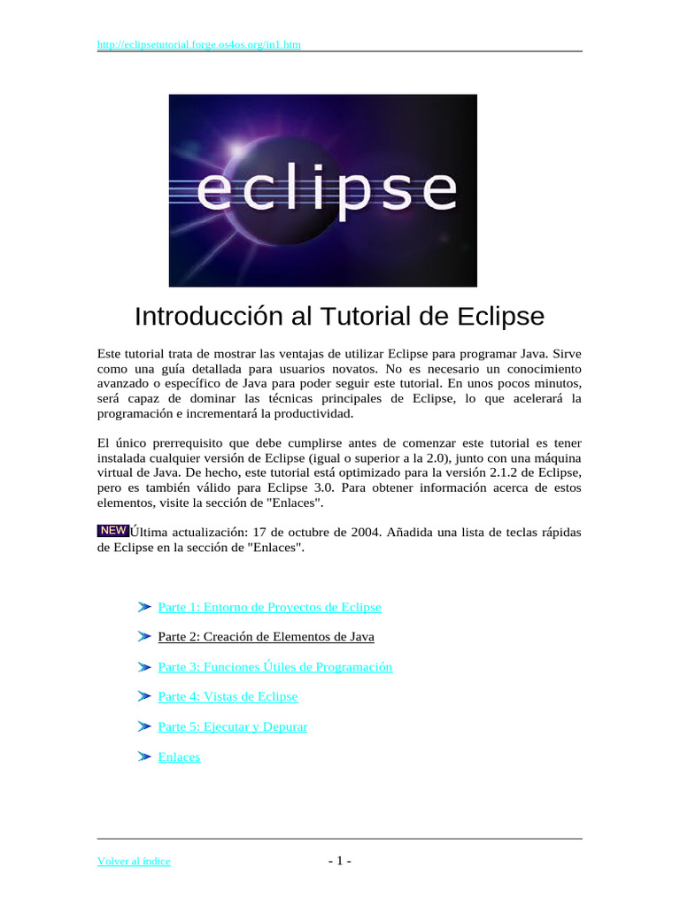 Tutorial Java Eclipse para Novatos Spanish (Pollino) | PDF