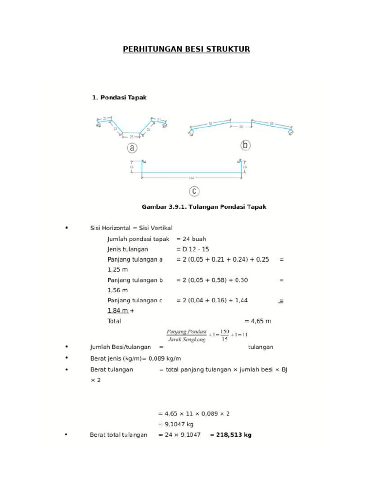 Perhitungan Besi Struktur | PDF