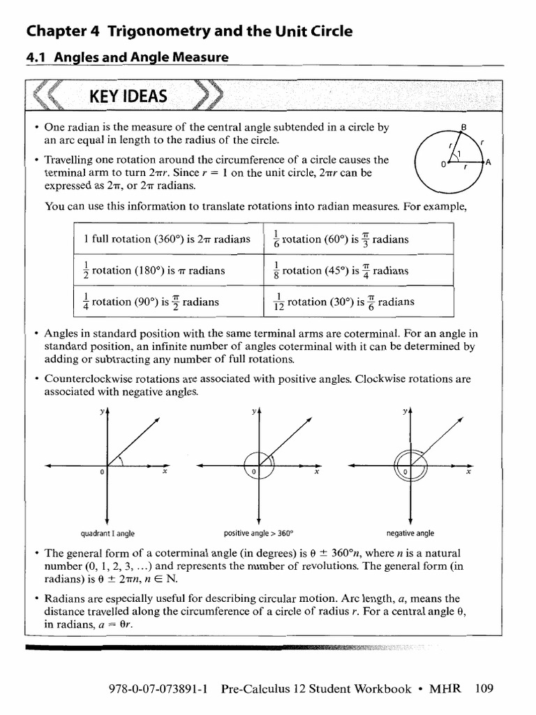 Ch4 Trigonometry and The Unit Circle | PDF