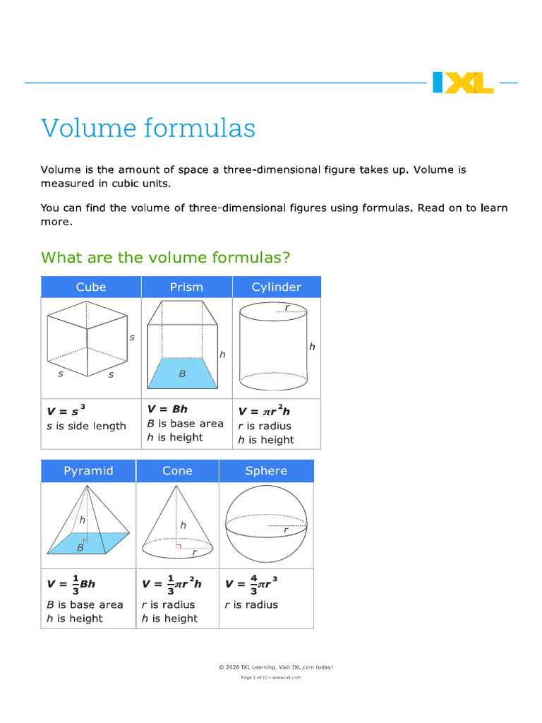 Vol Formulas | PDF