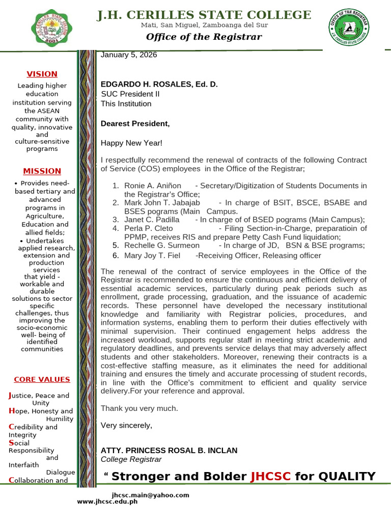 Recommendation Letter Cos Employees | PDF