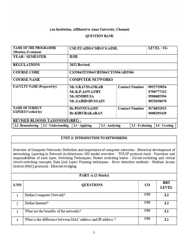 Question Bank Sample | PDF