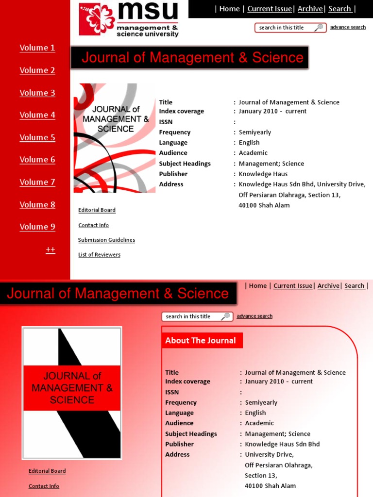 Journal of Management & Science: Search in This Title | PDF | Career ...