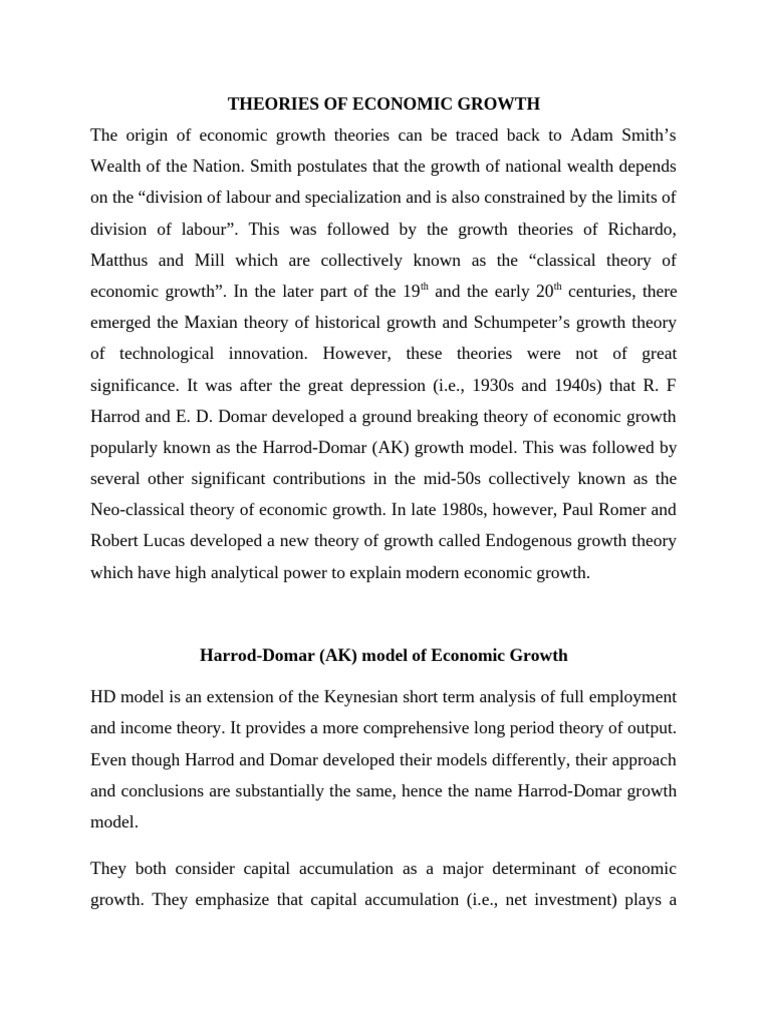 Theories of Economic Growth 2 | PDF | Economic Growth | Macroeconomics