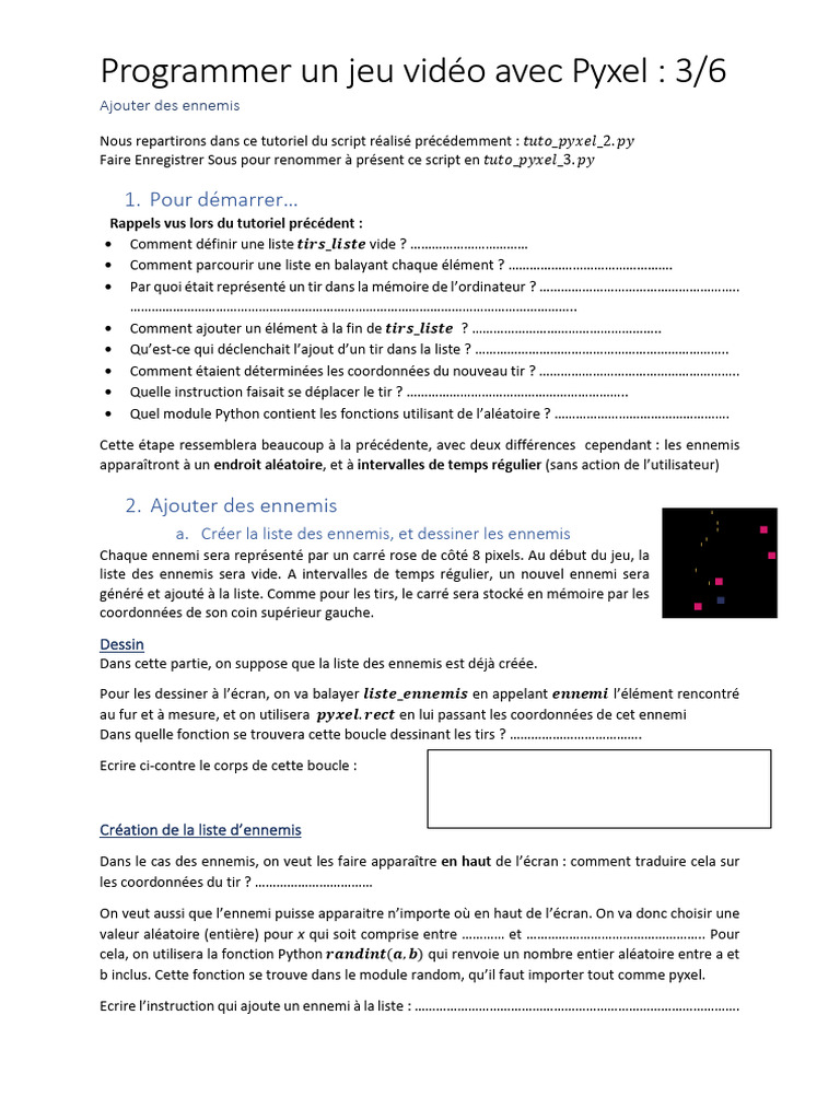 Tutoriel Pyxel 3 | PDF