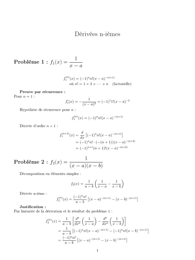 Exercices Dérivées N Ieme | PDF