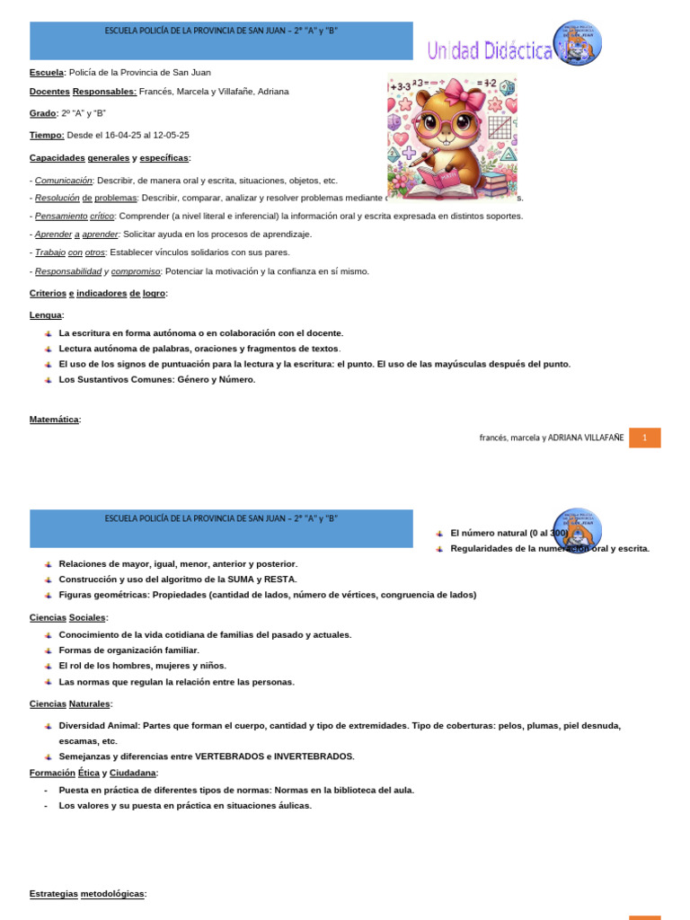 Unidad 3 - 16 de Abril Al 12 de Mayo | PDF | Aprendizaje | Escuelas