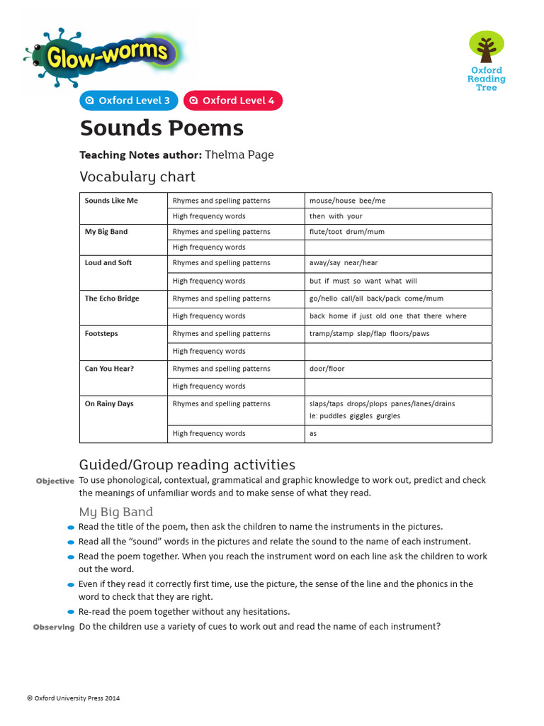 Sounds Poems Teacher S Notes | PDF