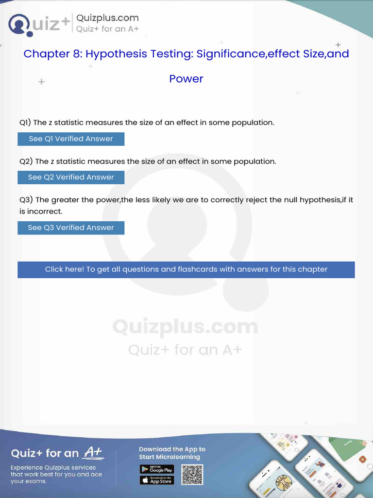 The Z Statistic Measures The Size of An Effect in Some Population | PDF