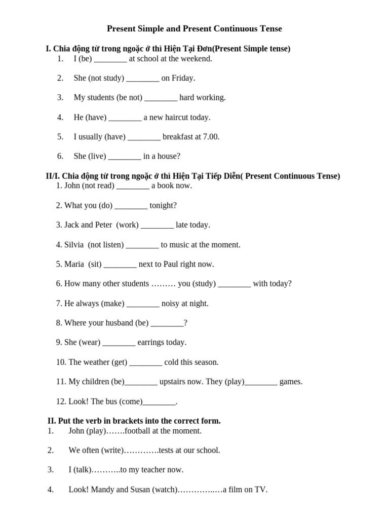 Present Simple and Present Continuous Tense | PDF