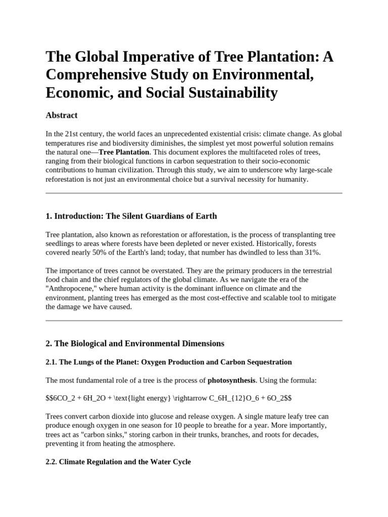 The Global Imperative of Tree Plantation | PDF | Deforestation | Trees