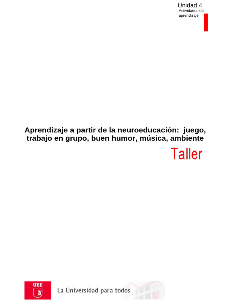 TALLER 4 | PDF | Aprendizaje | Educación de la primera infancia