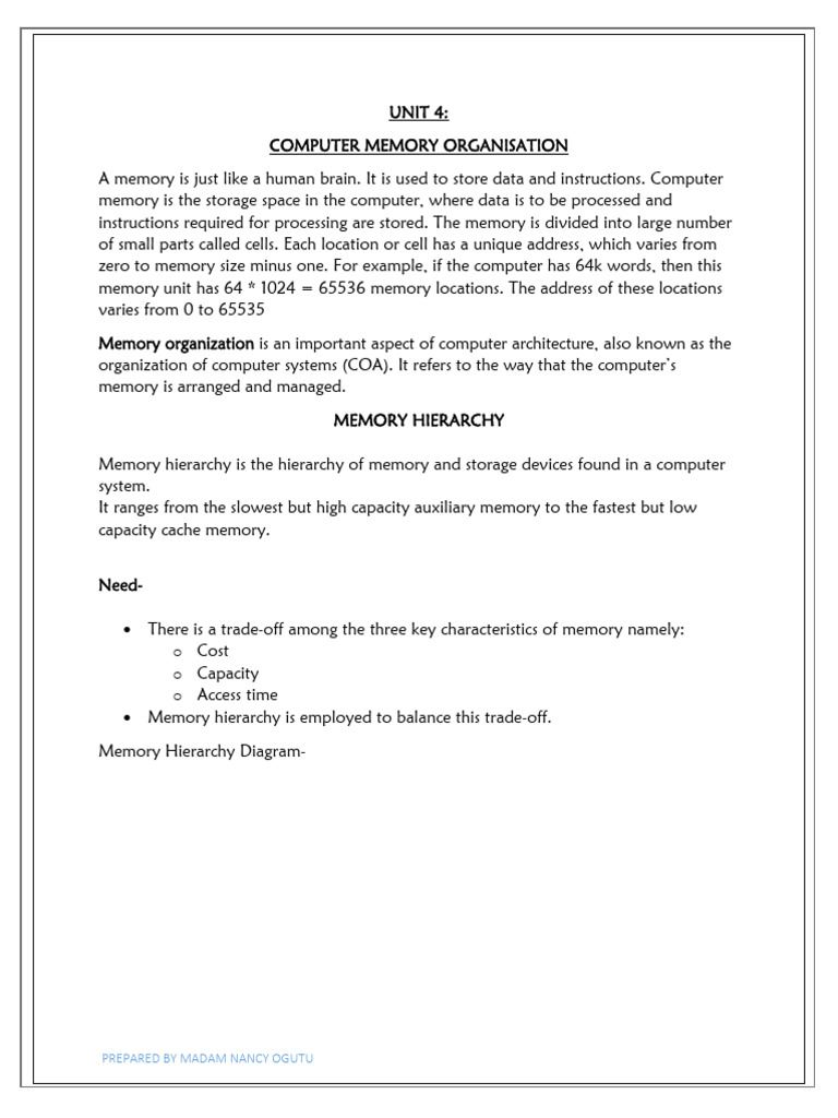 Unit 4 Memory Organization | PDF