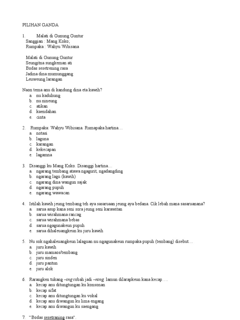 Soal Basa Sunda Xi