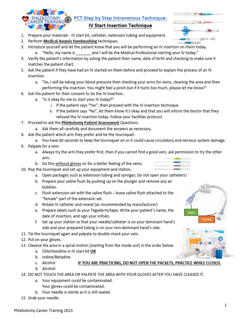 PCT Step by Step IV Insertion Technique | PDF