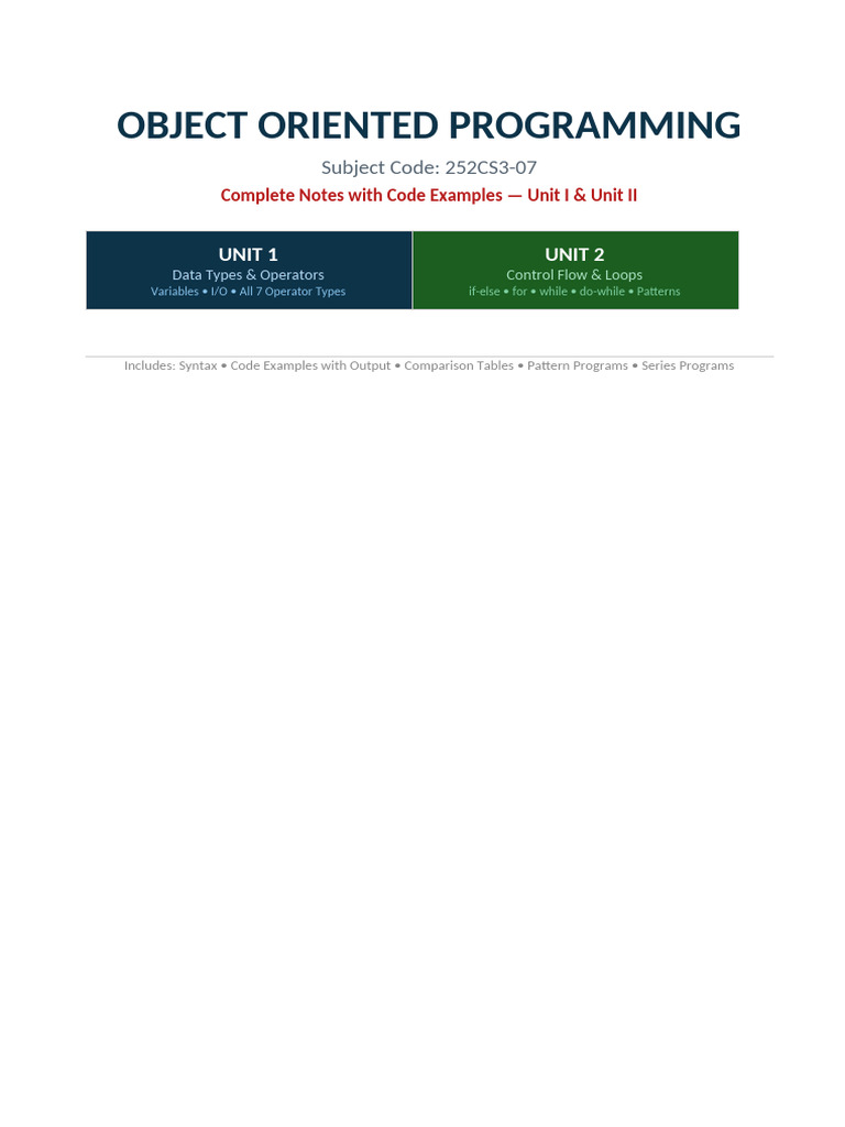 Oop CPP Fullnotes | PDF | Integer (Computer Science) | Data Type
