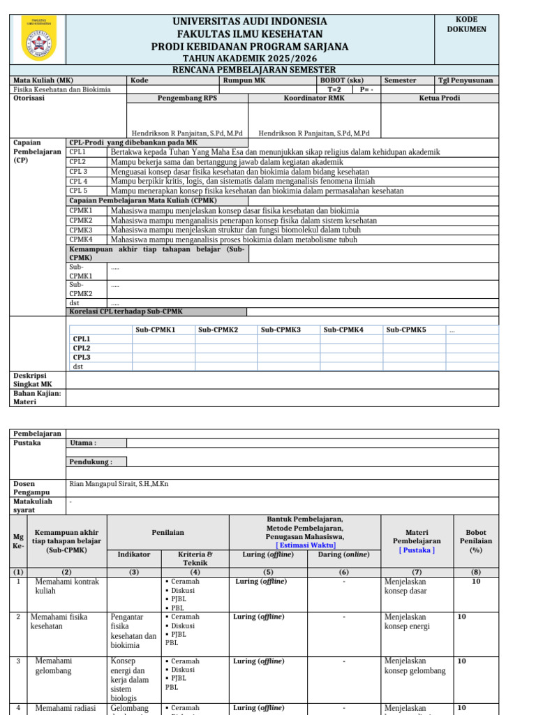 Draf RPS | PDF