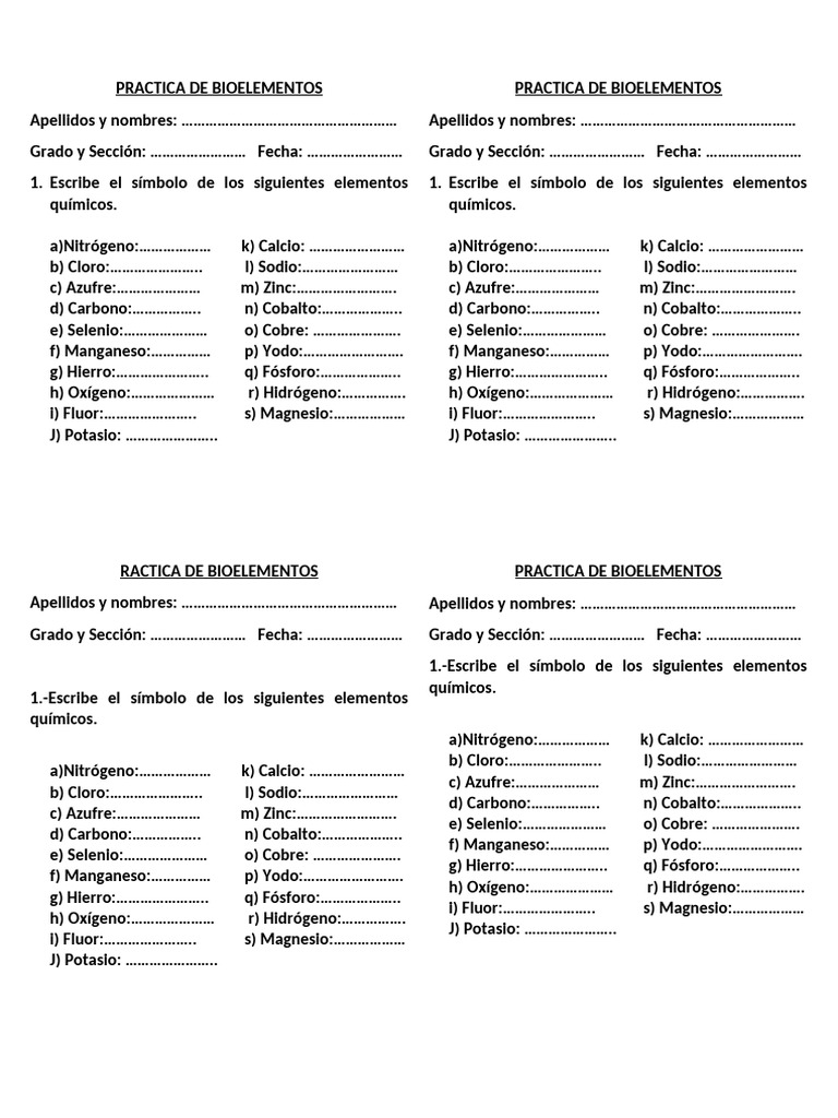 Practica de Bioelementos | PDF | Flúor | Átomos