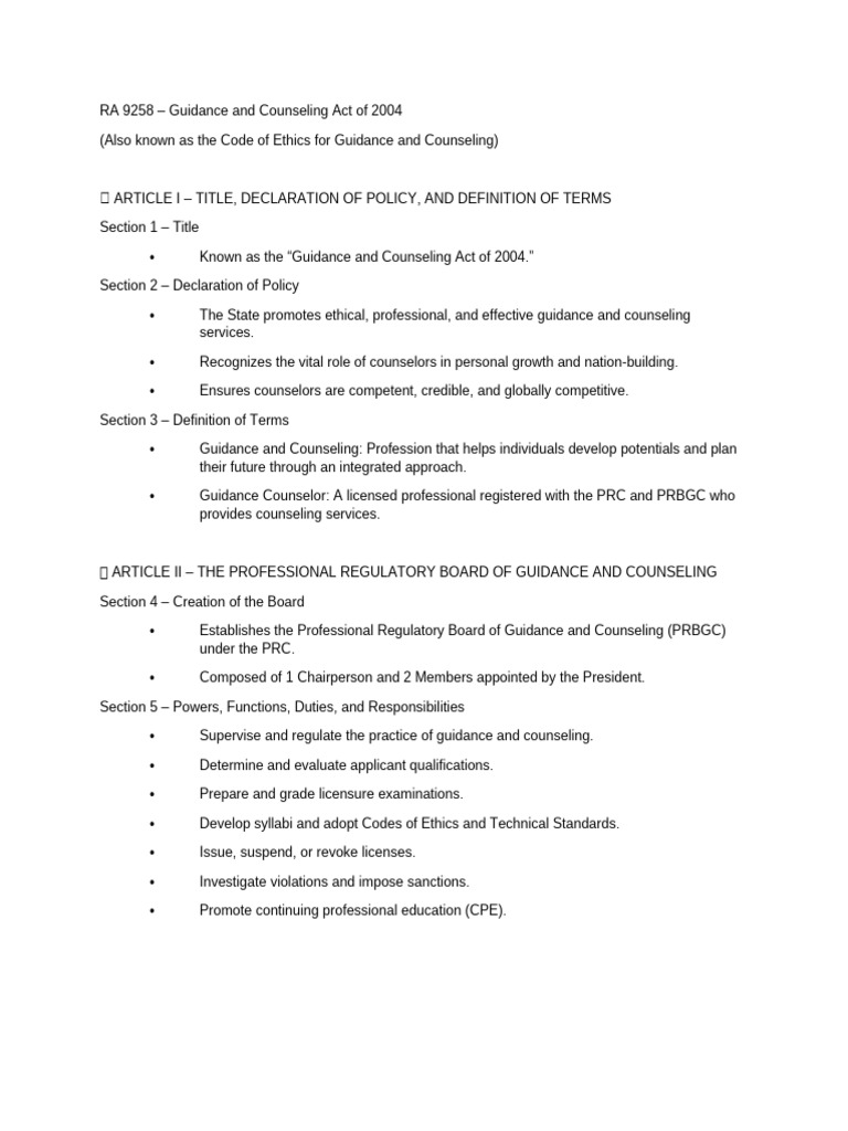 Ra 9258 Reviewer | PDF