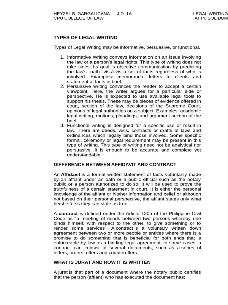 Types of Legal Writing | PDF