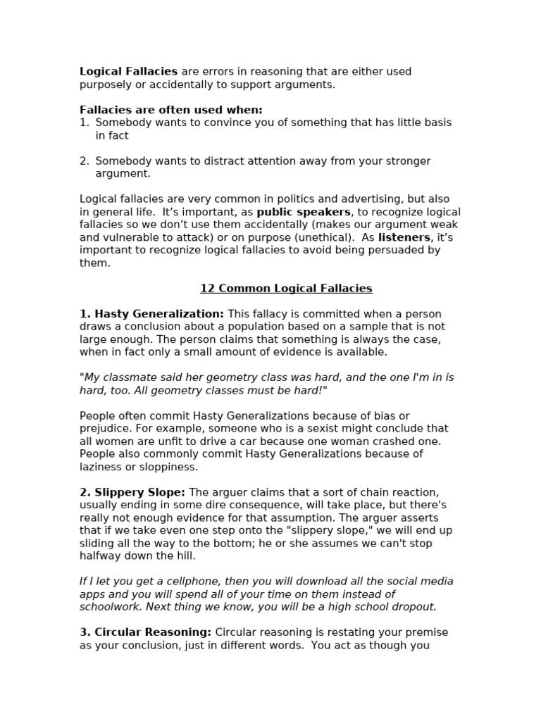 Logical Fallacy Notes | PDF