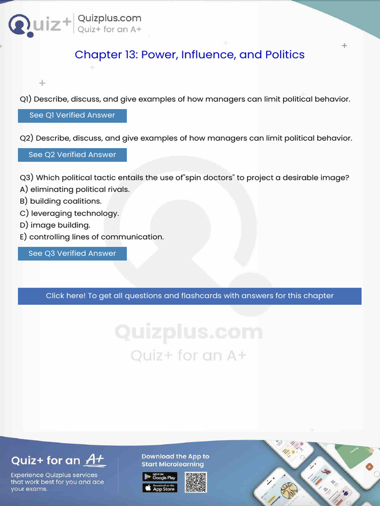 Describe Discuss and Give Examples of How Managers Can Limit Political ...