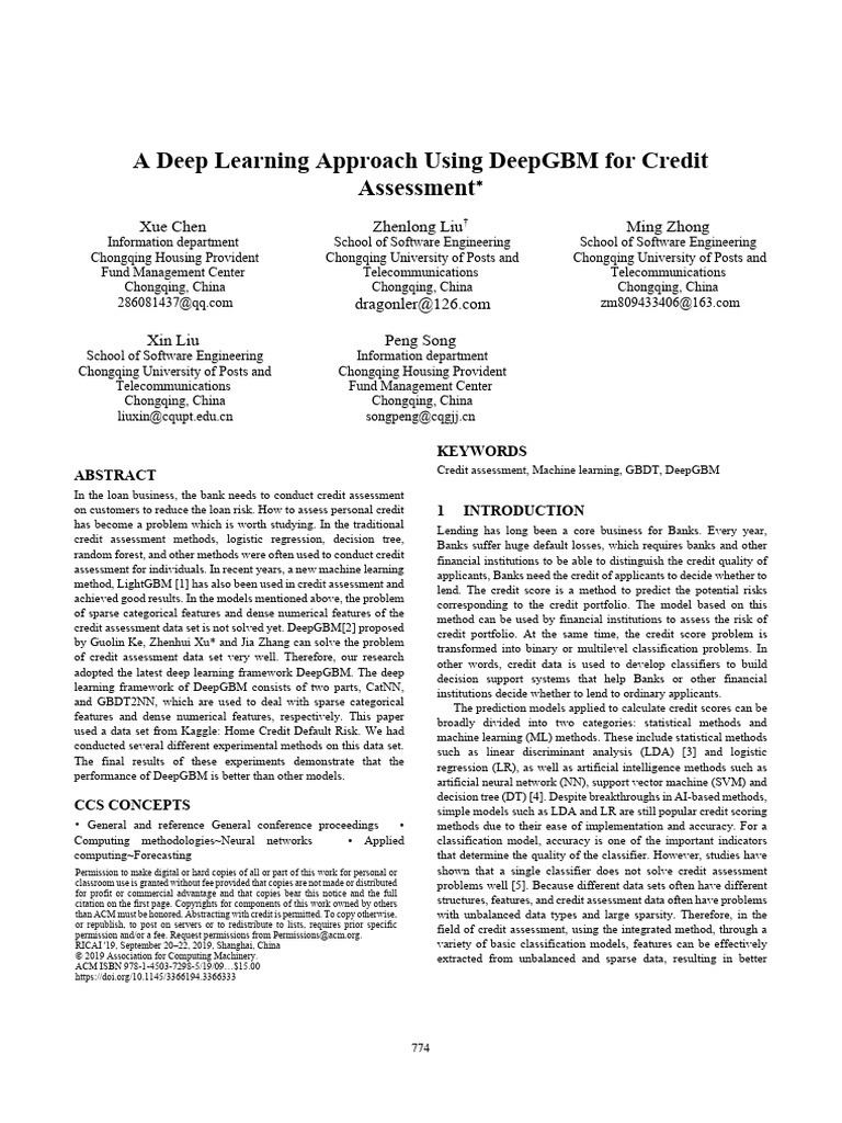 A Deep Learning Approach Deep GBM For Credit Assessment - Chen2019 | PDF
