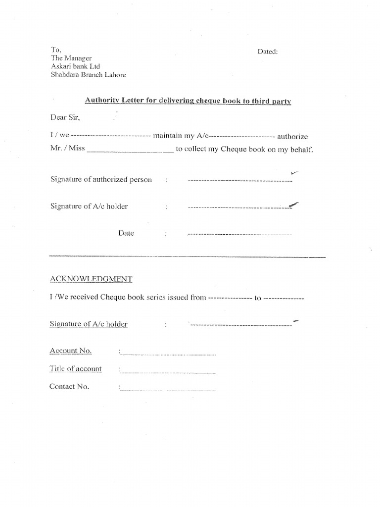 Cheque Book Acbl Letter | PDF