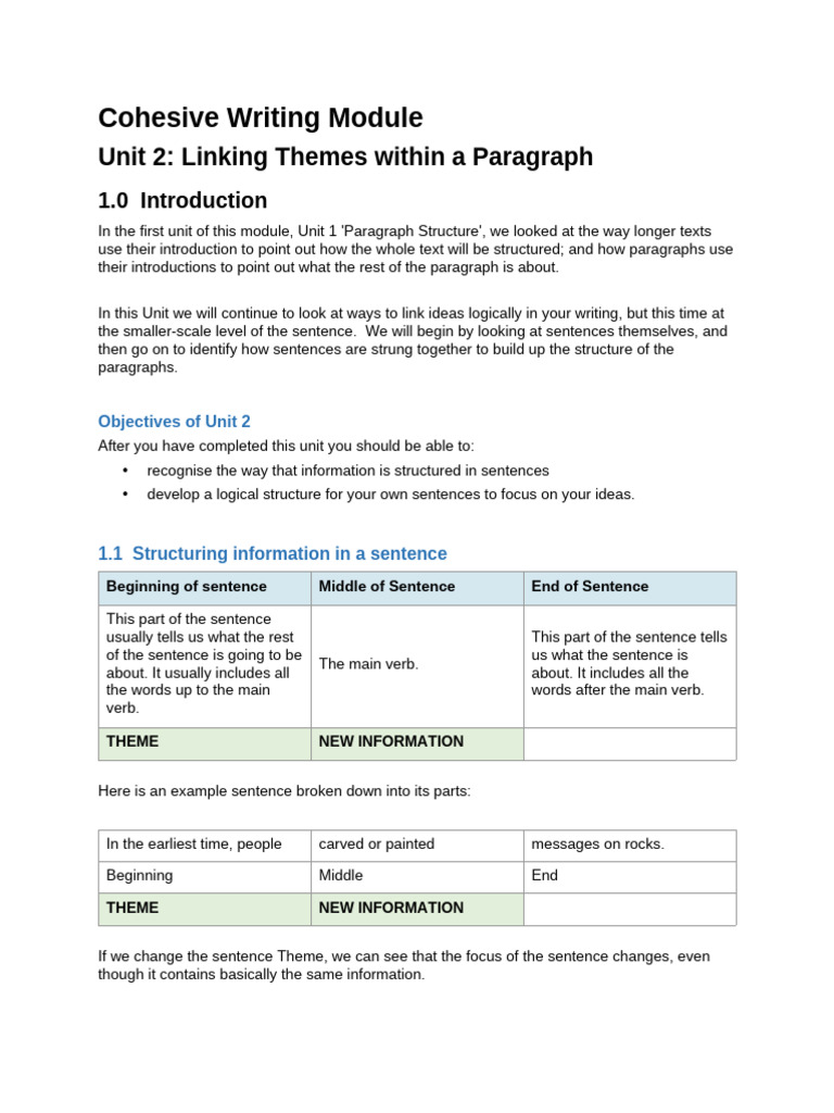 Cohesive Writing Unit2 | PDF