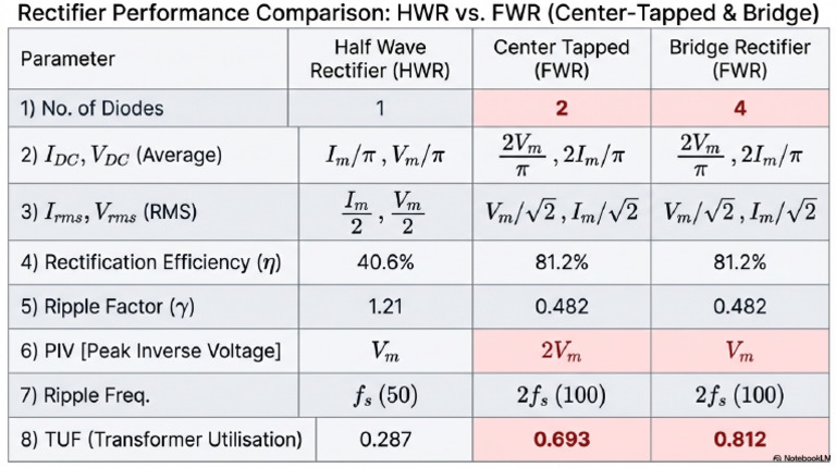 Rectifier Performance Comparison | PDF