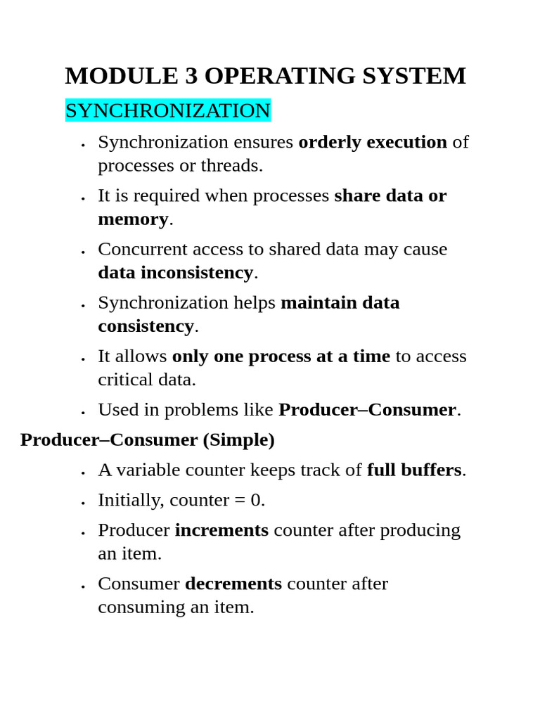Mod 3 (Os) | PDF | Process (Computing) | Operating System Technology