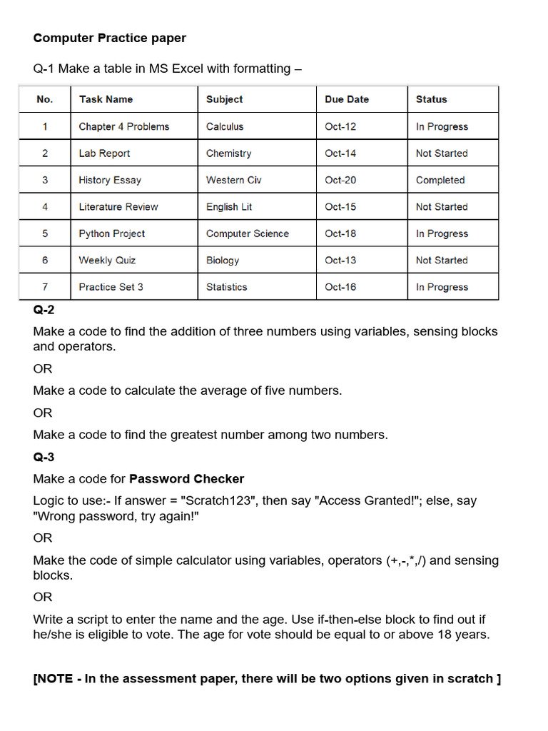 Practical - Practice Paper | PDF