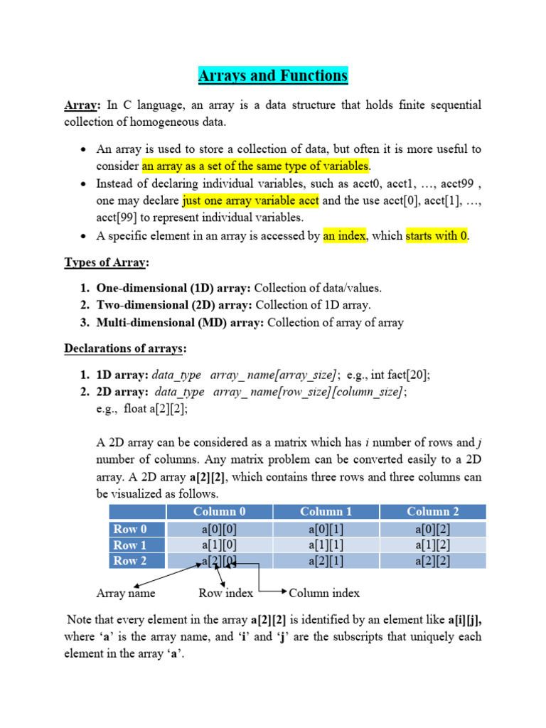 Arrays and Functions | PDF | Computing | Software Engineering