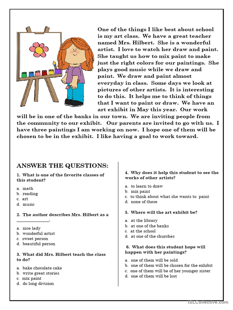 Reading Comprehension For Beginner and Elementary Students 5 | PDF ...
