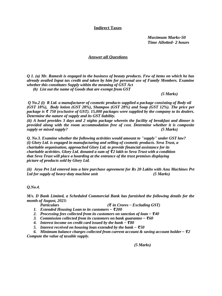 GST Question Paper Feb 2026 | PDF